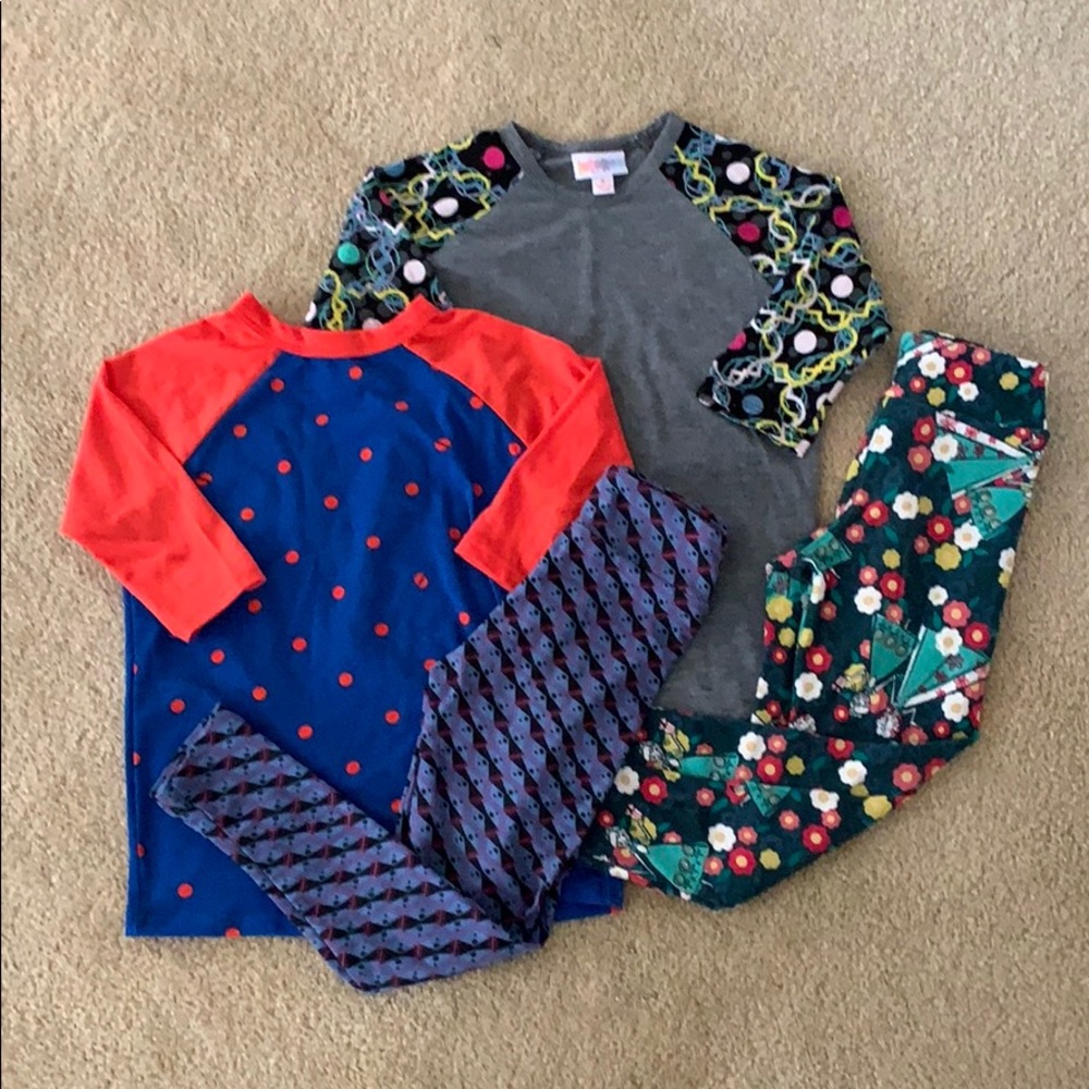 Bundle - Lularoe girls - 2 tops and 2 leggings